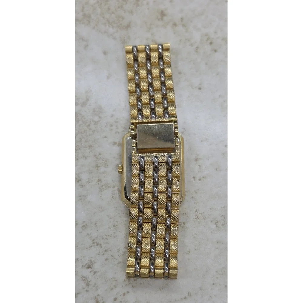 SONIC Gold Dial Tank Quartz Unisex Watch With Bracelet Band